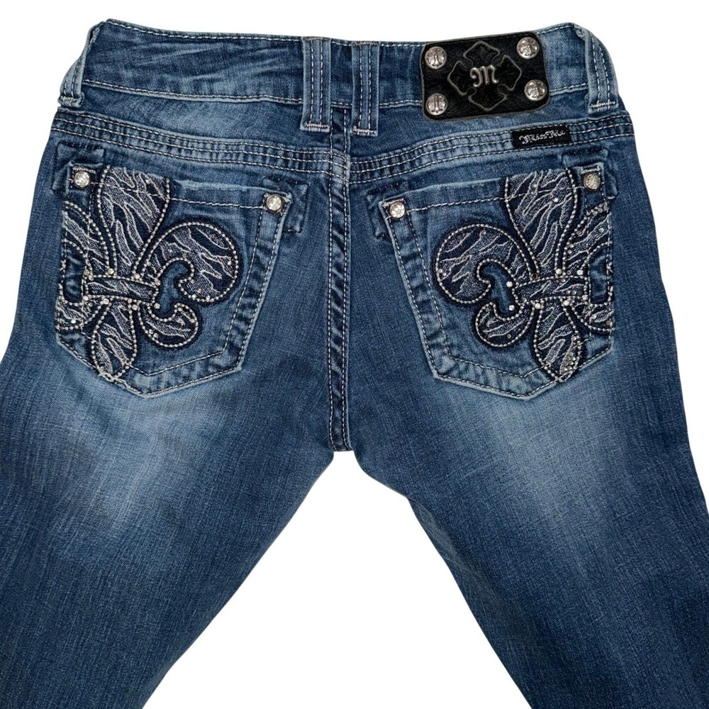 Miss Me Jeans Bootcut Fleur de Lis Embellished Denim Women Size 27